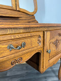 Vintage Dressing Table with Mirror French Oak Louis Vanity Table Makeup LOT 456712