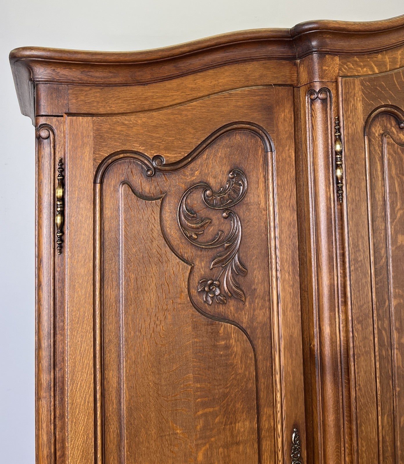 Wardrobe Vintage French Louis XVI Style Four Door Oak Carved Armoire LOT 61265