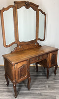 Vintage Dressing Table with Mirror French Louis Oak Vanity Table Makeup LOT 45190