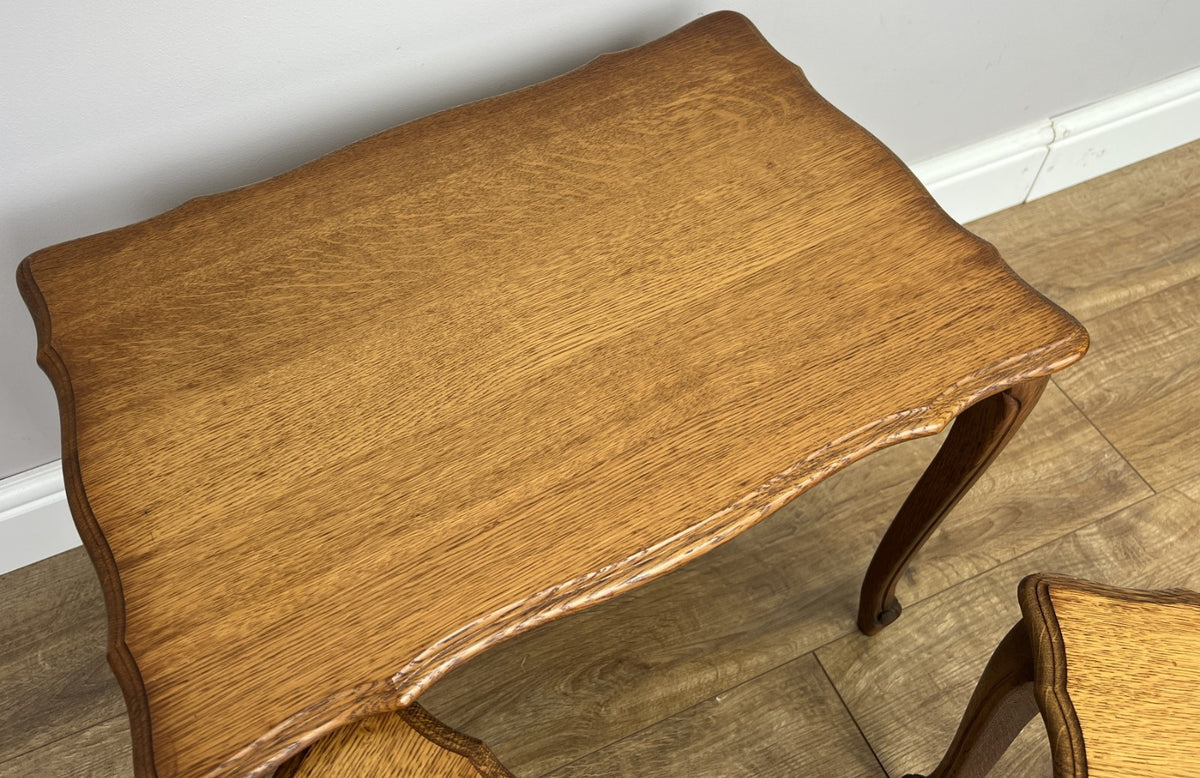 Nested Tables Vintage French Louis Oak Set of Three Carved Tables LOT 6498