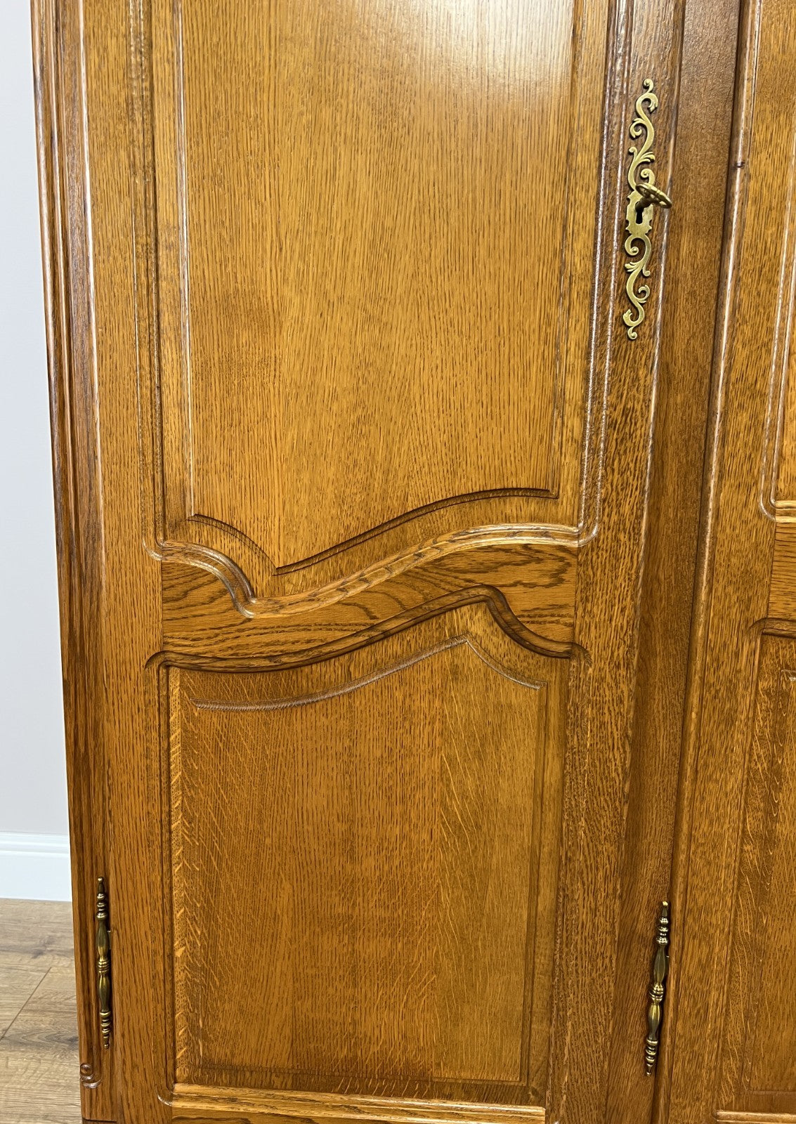 Wardrobe Vintage French Louis XVI Style Oak Four Door Carved Armoire LOT 48244