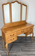 Vintage Dressing Table with Mirror French Oak Louis Vanity Table Makeup LOT 45640