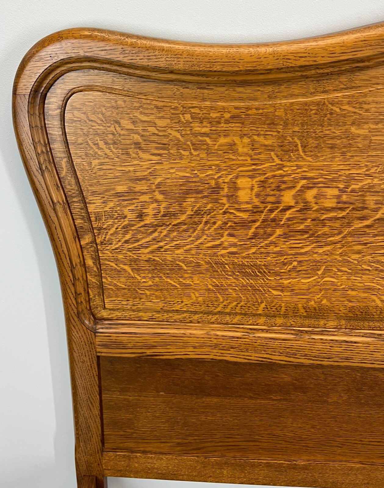 Bed Vintage French Louis XVI Oak Double Bed Frame Carved Headboard LOT 36677