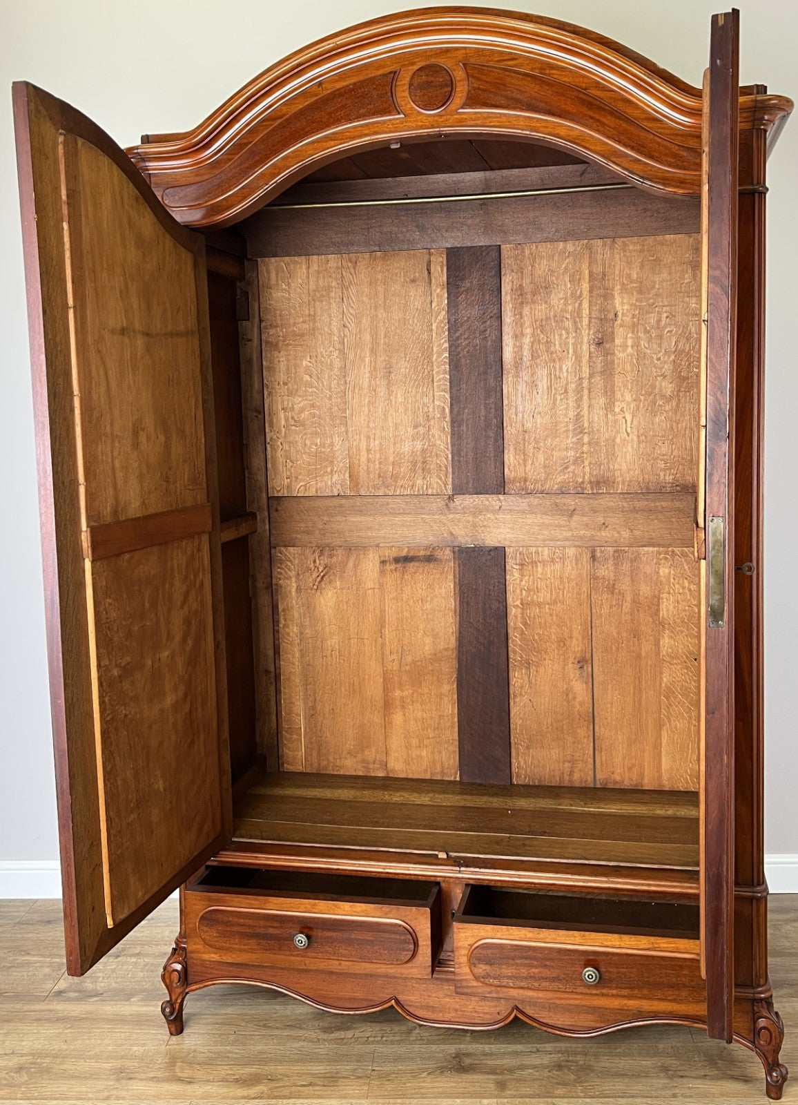 Wardrobe Antique French Two Door Mahogany Mirrored Carved Armoire LOT 615213