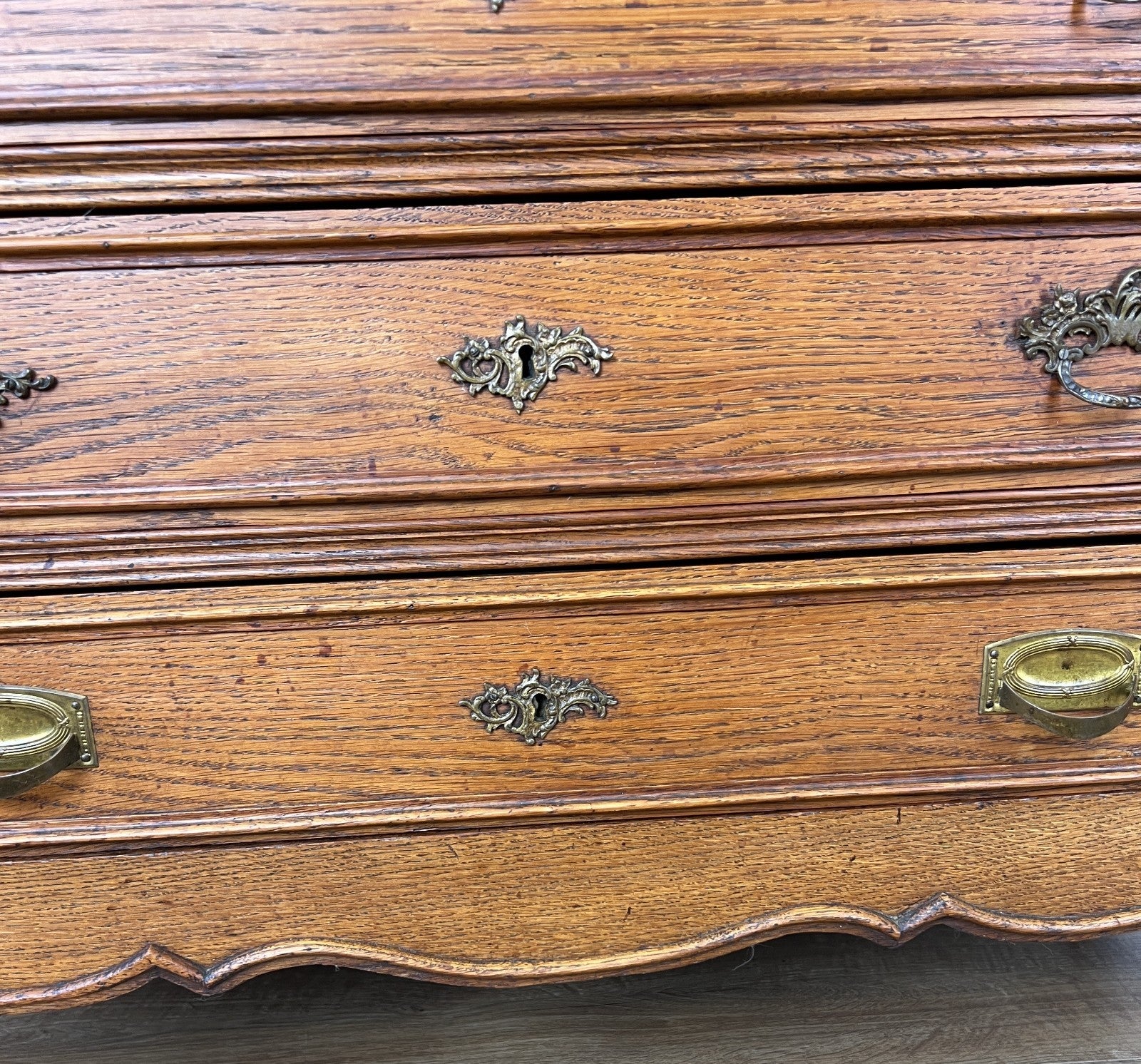 Chest of Drawers Antique French Oak Marble Top 5 Drawers Carved Cabinet LOT 62796