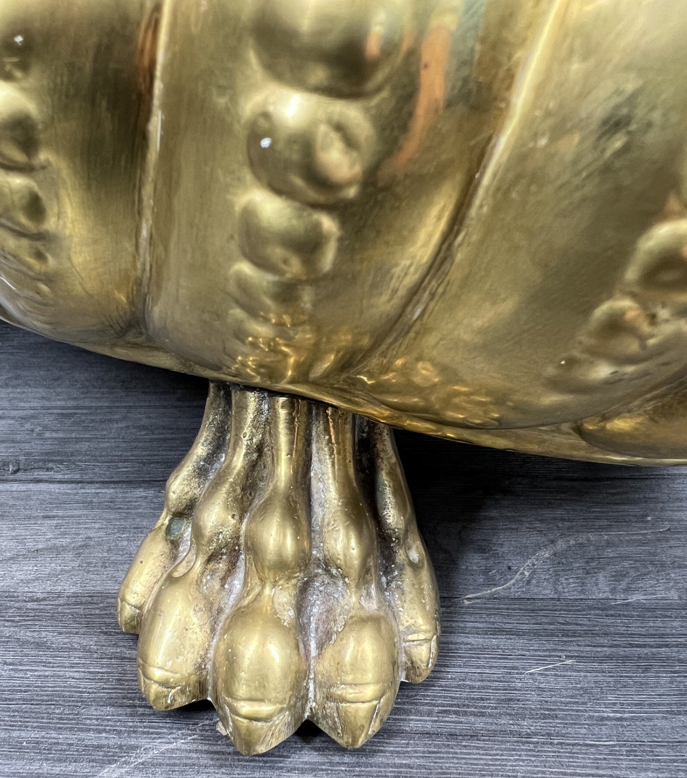 Planter Brass Big Vintage French  Lion Head Jardinière Footed Bowl LOT 42507