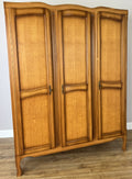 Wardrobe Vintage French Louis Oak Triple Door Carved Armoire Cabinet LOT 6534