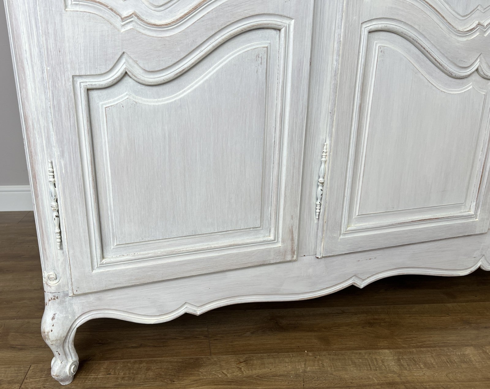 Wardrobe Vintage French Louis XVI Shabby Chic Four Door Oak Armoire LOT 61658