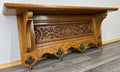 French Vintage Style Coat Rack Oak 4 Hooks Ornate Wall Shelf Coat LOT 46903