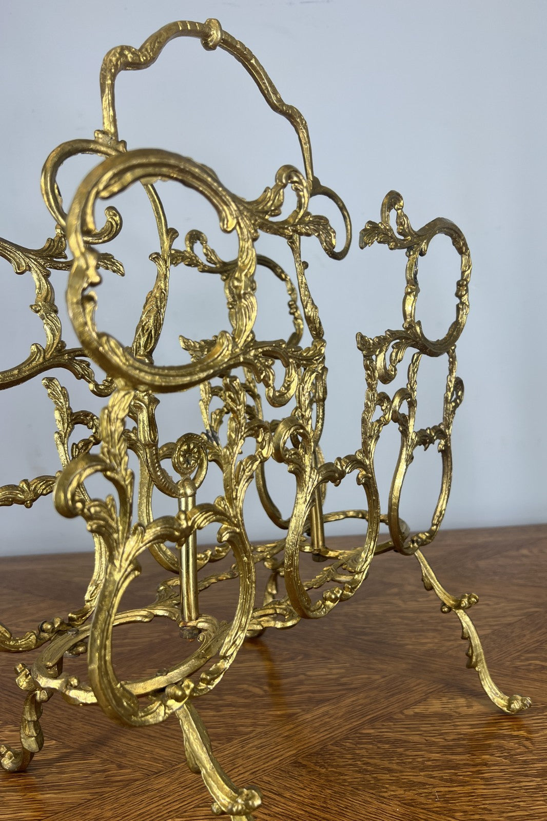 Newspaper Rack Vintage French Style Brass Magazine Stand LOT 46471