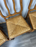 Chairs Vintage French Louis XVI Style Oak Upholstered Set of 4 Carved LOT 44034