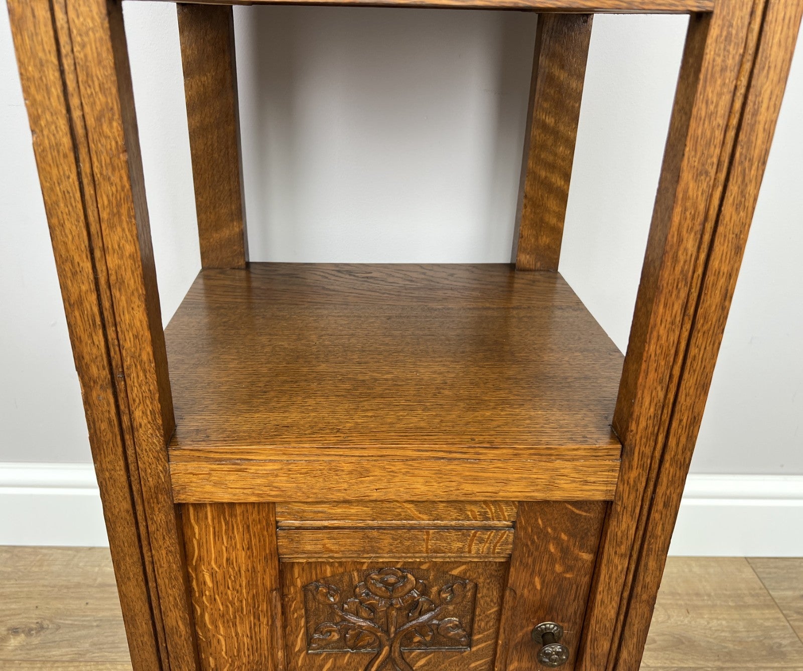 Bedside Table Antique French Style Marble Top Oak Cabinet Nightstand LOT 62414