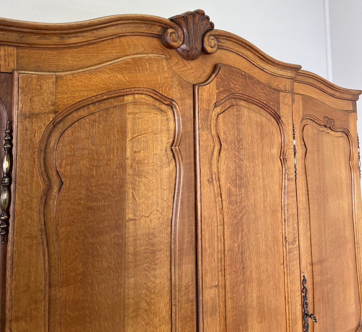 Wardrobe Vintage French Louis XVI Style Oak Four Door Carved Armoire LOT 6504
