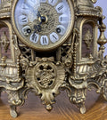 Clock Vintage French Brass Ornate Romantic Couple Mantel Clock LOT 60526