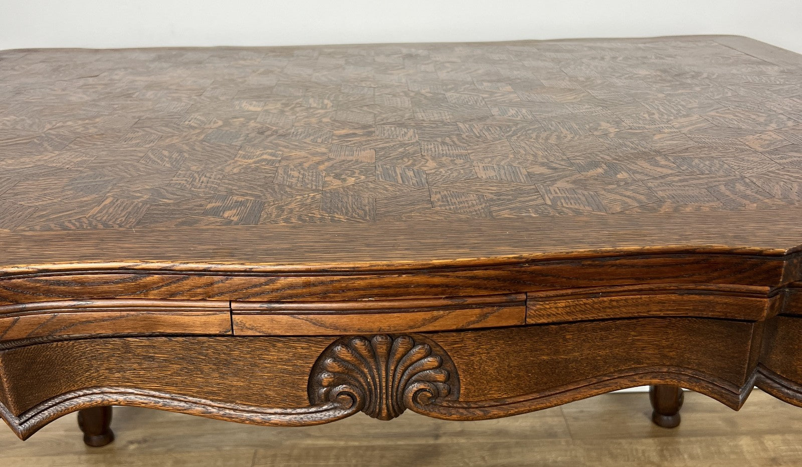 Dining Table Vintage French Louis XVI Carved Oak Extendable Table LOT 63545
