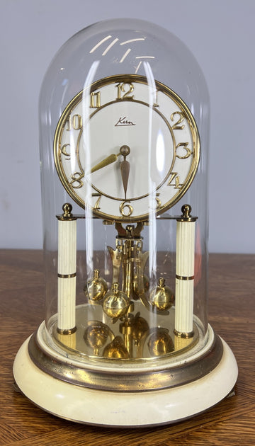 Clock Kern Vintage Style Glass Dome Brass Anniversary Clock LOT 46740