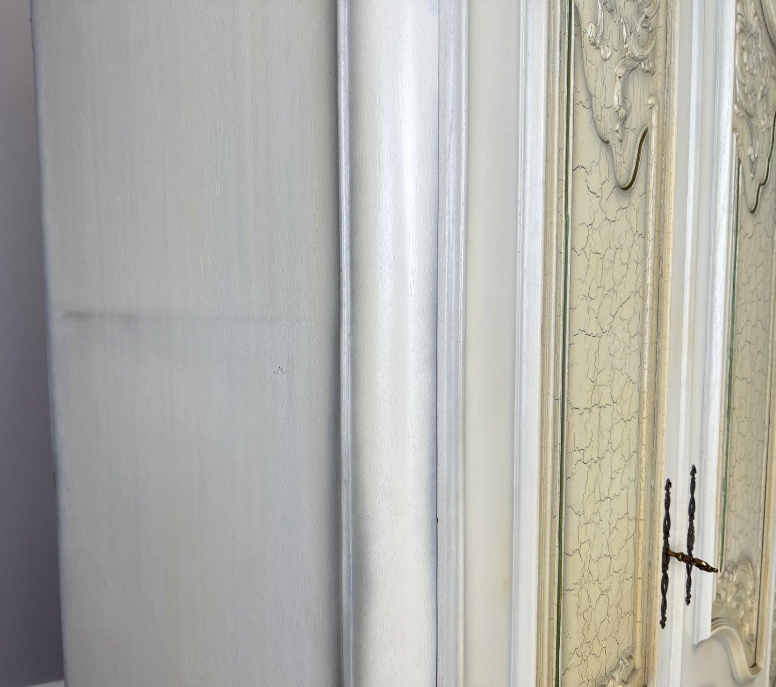 Wardrobe Vintage French Shabby Chic Five Door Carved Armoire Cabinet LOT 612113