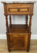 Bedside Table Antique French Style Marble Top Oak Cabinet Nightstand LOT 62431