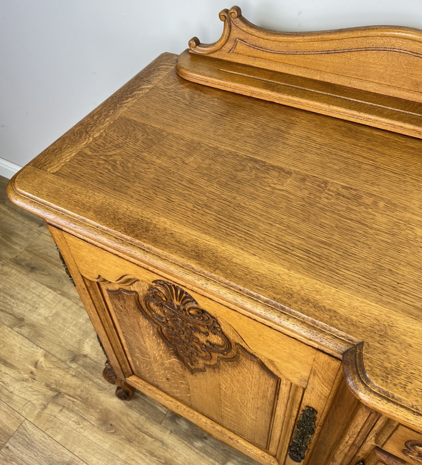 Sideboard Vintage French Louis Style Oak 4 Door Cupboard Carved Cabinet LOT 636214