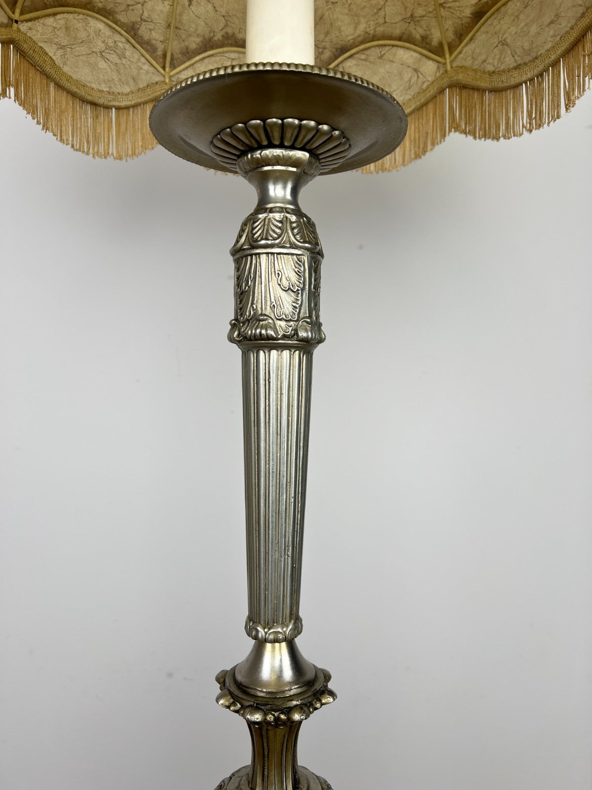 Floor Lamp Vintage French Ornate Metal Standing Lamp with Tassel Shade LOT 60877