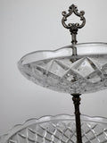 Bomboniere Vintage French Crystal Cut Three Tier Serving Cake Stand LOT 6439
