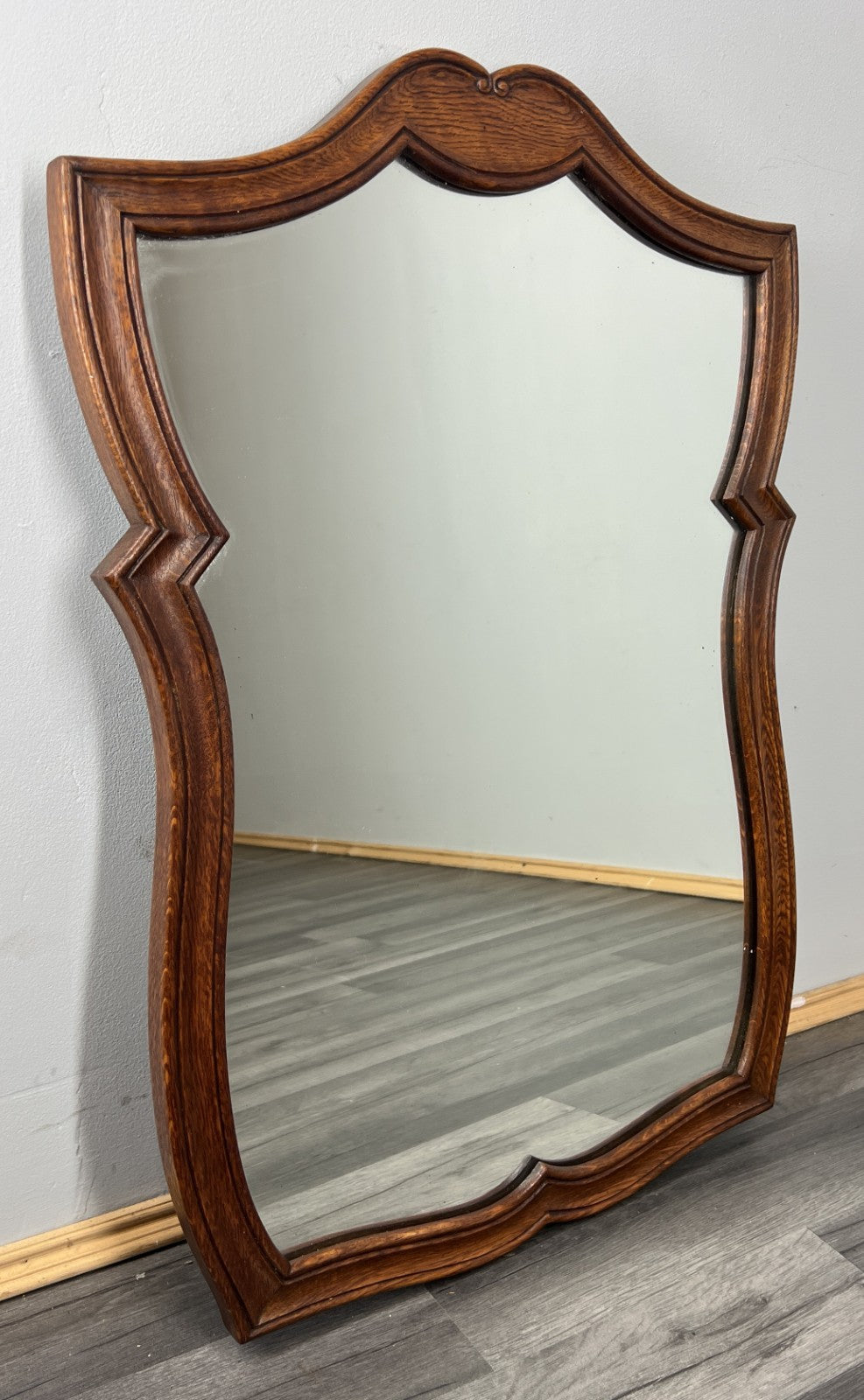 Vintage French Style Carved Oak Wall Mirror Ornate Wall Frame LOT 45420