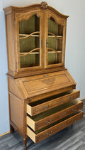 Secretaire Bookcase Vintage French Louis XIV Style Oak Bureaux Cabinet LOT 45122