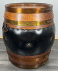 Drink Cabinet Vintage French Style Oak Brass Trim Barrel Carved Storage LOT 39003