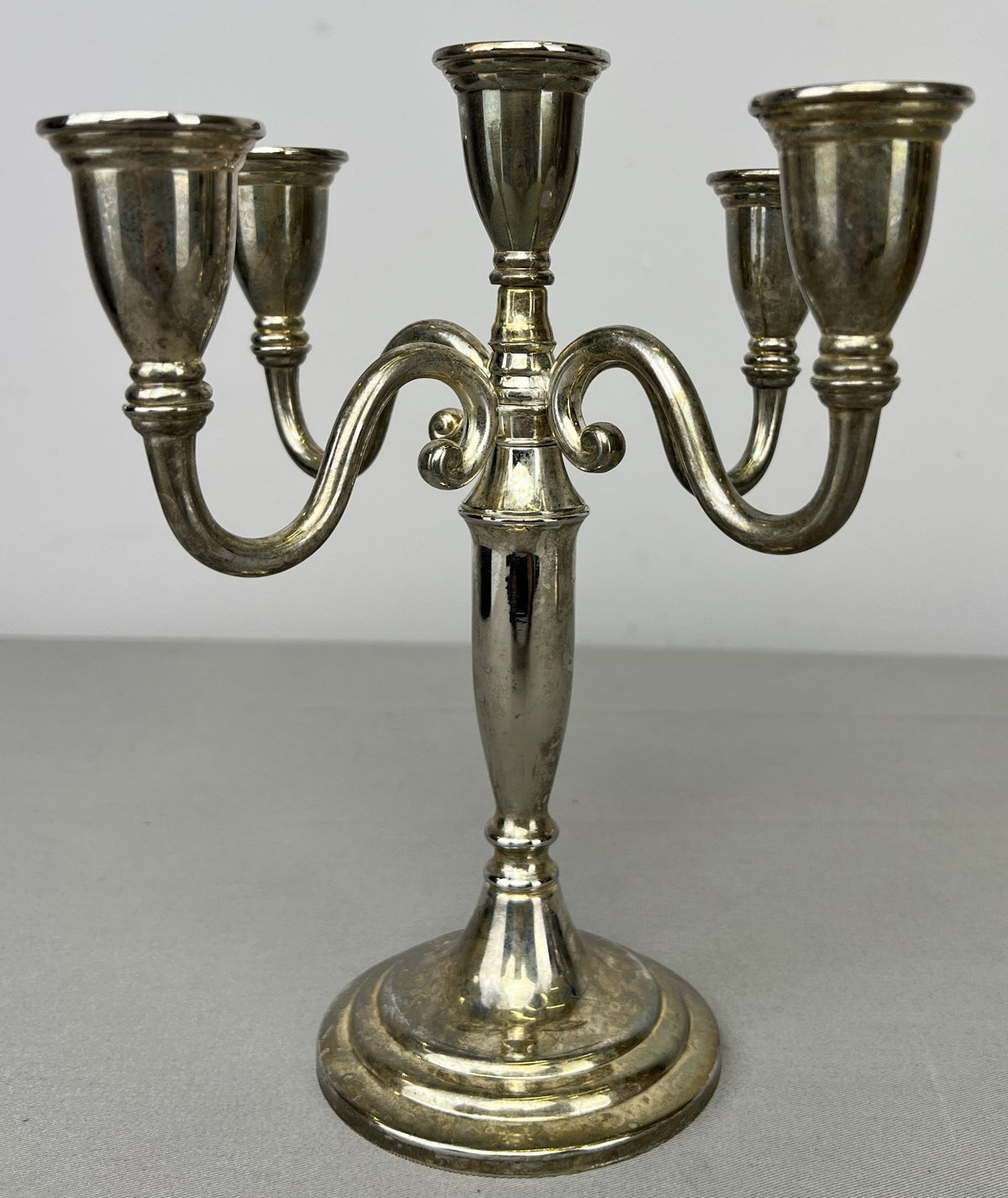 Pair of Candelabras Vintage French Style Metal Five Arm Candle Holders LOT 6481