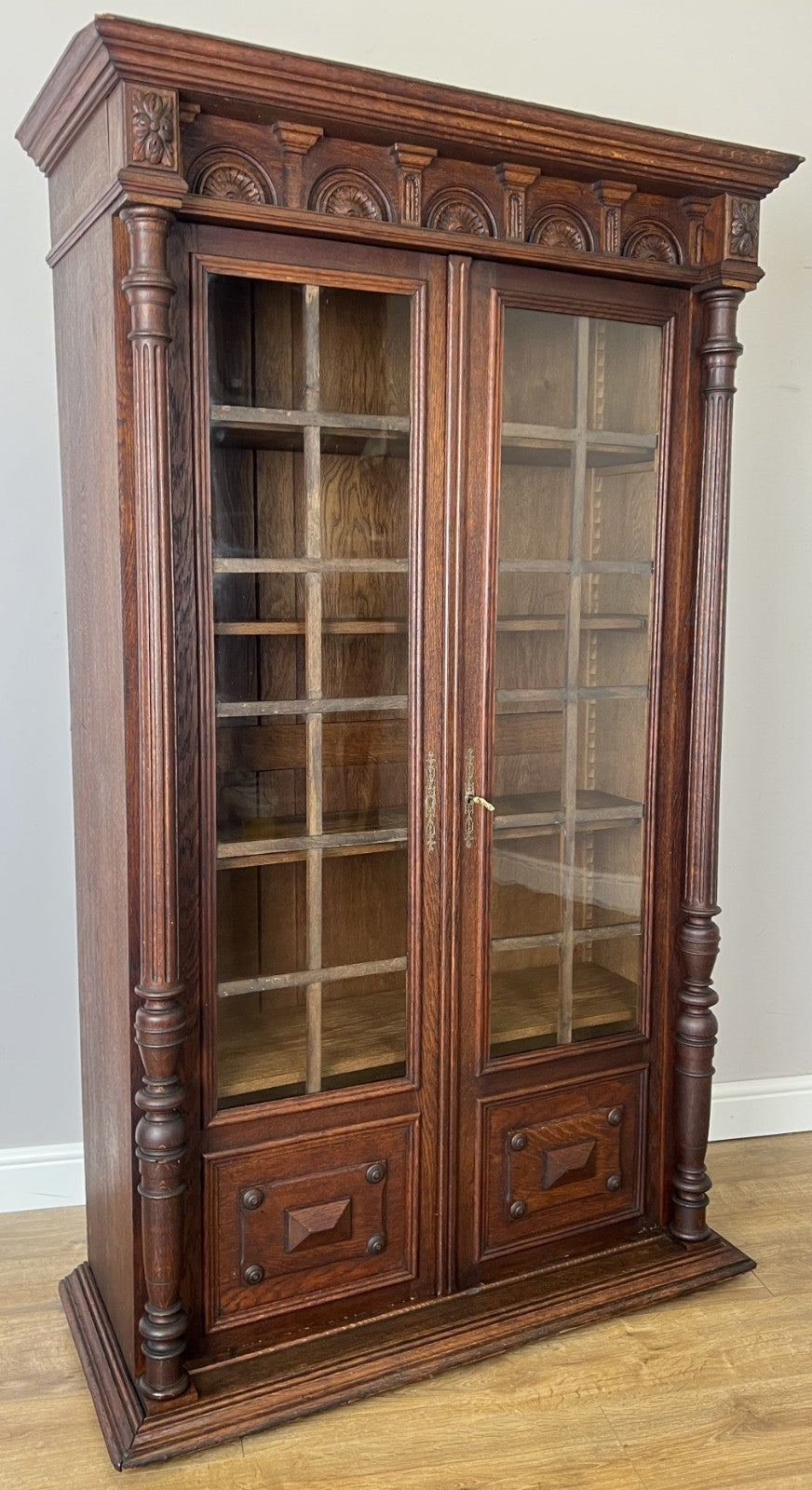 Bookcase Antique French Style Glazed Display Cabinet Oak Sideboard LOT 6545