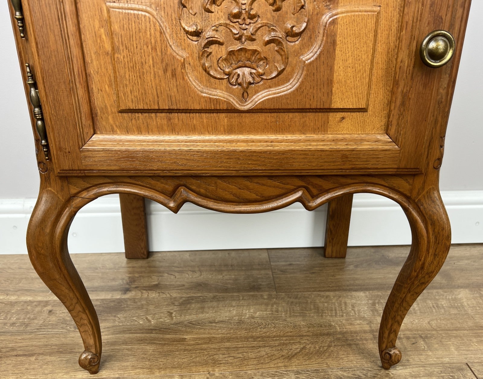 Pair of  Bedside Tables Vintage French Louis Oak Nightstands Cabinets LOT 49105