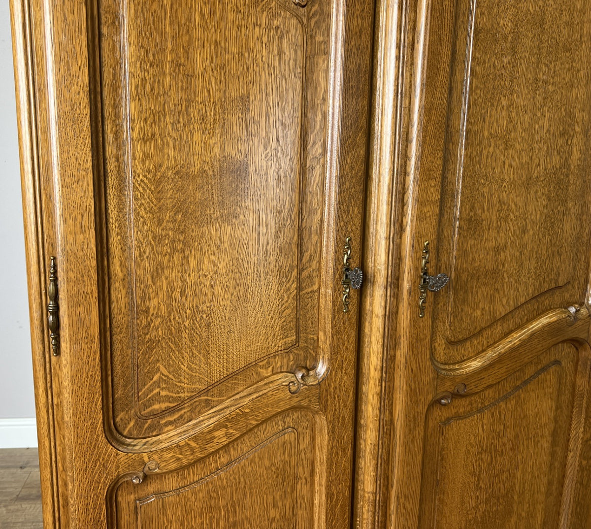 Wardrobe Vintage French Louis XVI Style Five Door Oak Carved Armoire LOT 64577