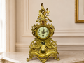 Clock Vintage French Style Brass Ornate Mantel Clock with Key LOT 6474