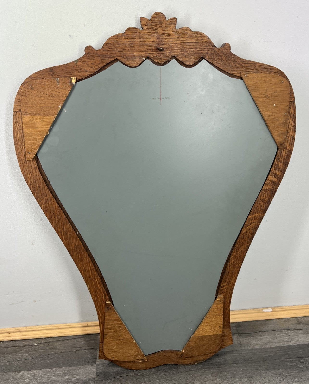 Vintage French Style Carved Oak Wall Mirror Ornate Wall Frame LOT 45417