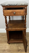 Pair of Bedside Tables Antique French Marble Top Carved Oak Cabinets LOT 491712