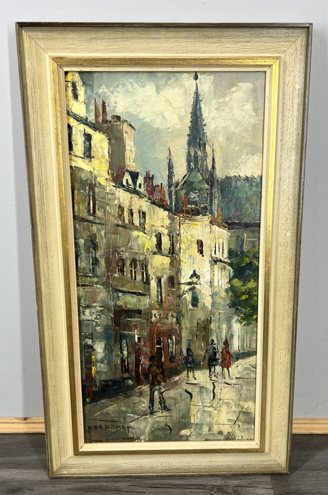 Vintage French Oil Painting City Scene Framed Artwork Signed LOT 46310