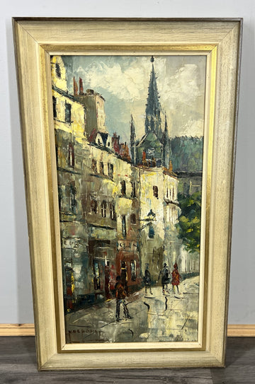 Vintage French Oil Painting City Scene Framed Artwork Signed LOT 46310
