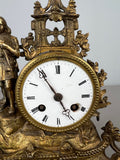 Mantel Clock Antique French Japy Frères Gilt Bronze Figure Clock LOT 36026