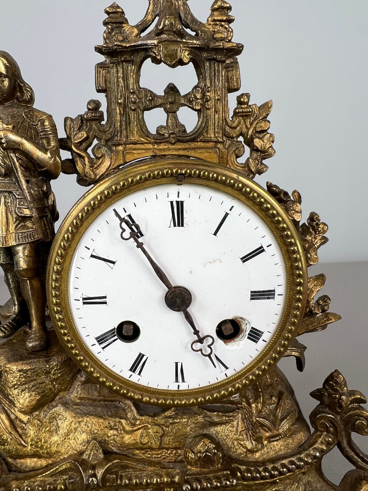 Mantel Clock Antique French Japy Frères Gilt Bronze Figure Clock LOT 36026