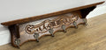 Coat Rack Vintage French Carved Oak Wall Mounted 6 Hooks Rack Hanger LOT 63680