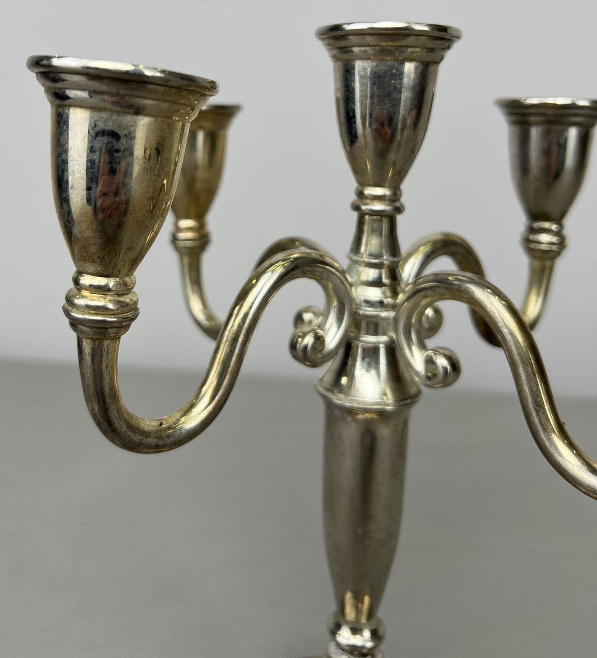 Pair of Candelabras Vintage French Style Metal Five Arm Candle Holders LOT 6486