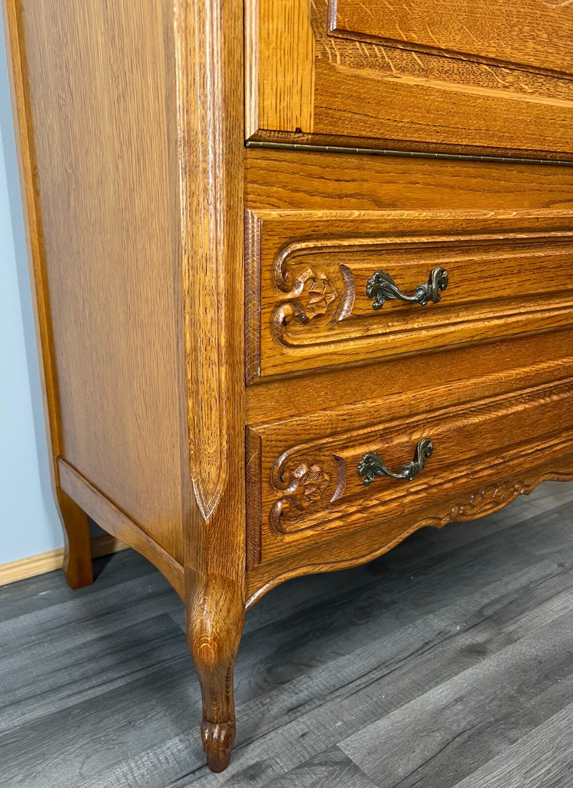 Cabinet Vintage French Louis XIV Style Writing Bureau Carved Sideboard LOT 35267
