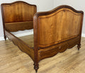 Bed Antique French Style Double Bed Frame Walnut Carved Headboard LOT 64071