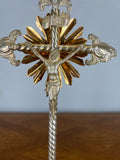 Crucifix Vintage French Style Religious Cross Gilt Detail Stand LOT 46532