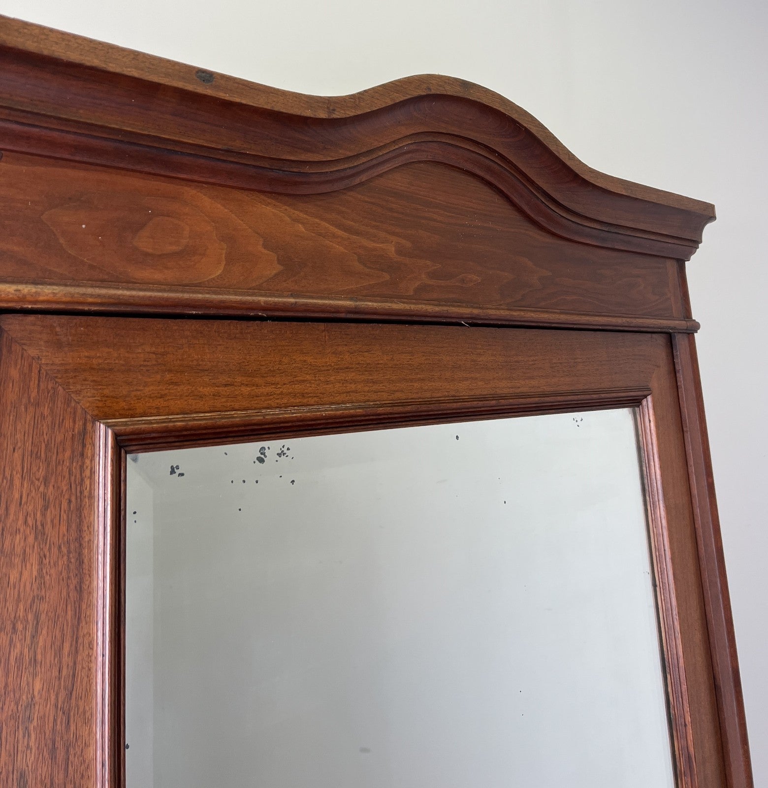 Wardrobe Antique French Style Walnut Mirrored Carved Armoire Cabinet LOT 61595