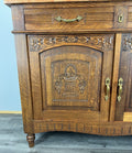 Cabinet Antique French Marble Top Oak Carved with Drawers Sideboard LOT 4070
