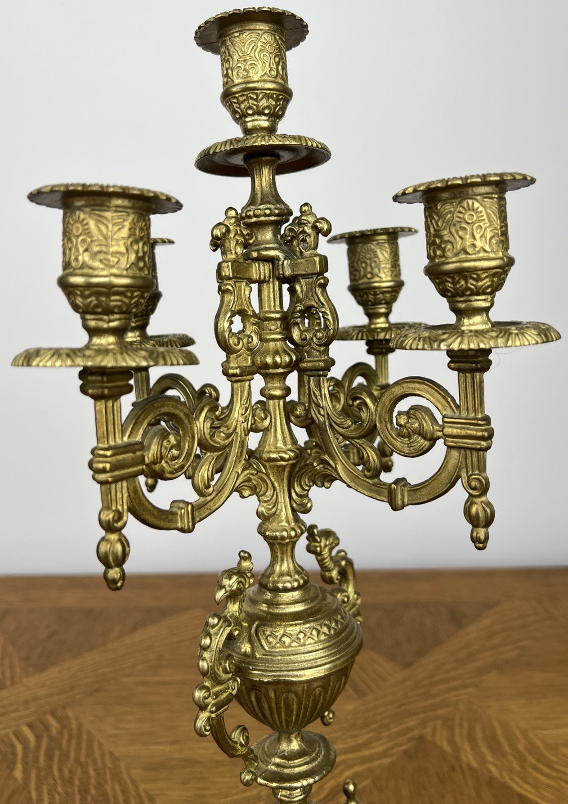 Pair of Candelabras Vintage French Style 5 Arm Ornate Candle Holders LOT 60609