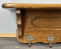 French Vintage Style Coat Rack Oak 5 Hooks Ornate Wall Shelf Coat LOT 47243