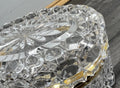 Vintage French Crystal Box Cut Glass with Brass Trim Oval Trinket Dish LOT 44125