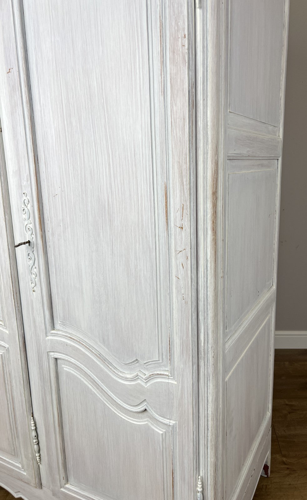 Wardrobe Vintage French Louis XVI Shabby Chic Four Door Oak Armoire LOT 616514